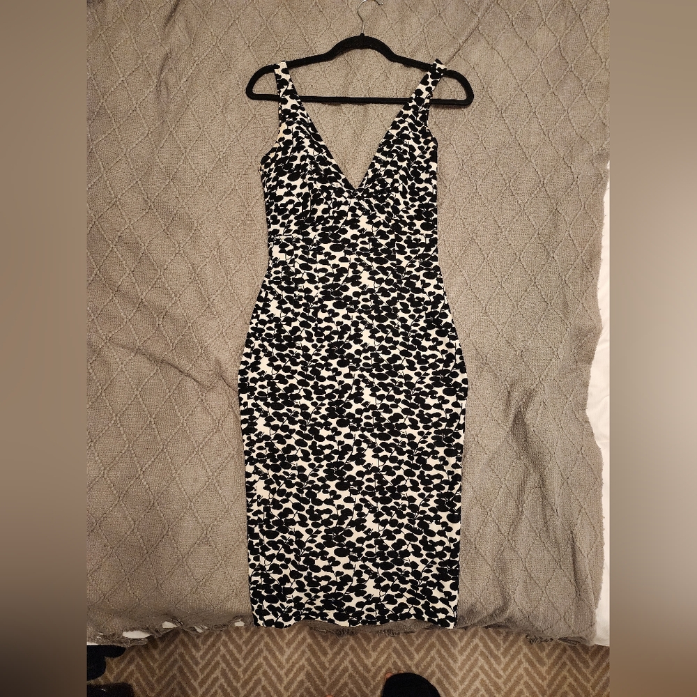 Elegant Black and White Floral Dress